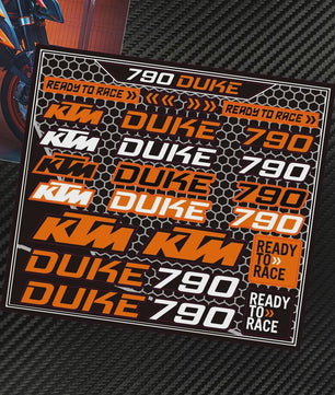KTM "Ready To Race" Motor Stickers Set - Logo's & Decals voor Duke, RC390, Adventure