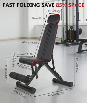 Verstelbare Dumbbell Bank 7 Posities - Opvouwbaar Fitness Bankje voor Krachttraining Thuis