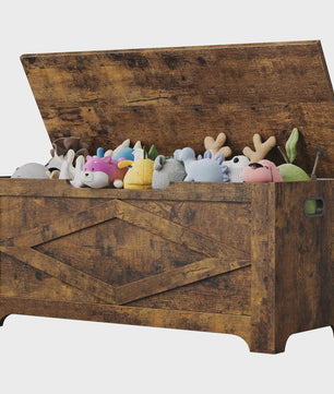 Rustieke Houten Opbergbank met Klepdeksel - Farmhouse Stijl