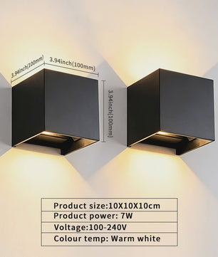 Moderne Vierkante LED Wandlamp - IP65 Waterdicht, Up/Down Verstelbaar Licht voor Buiten & Binnen