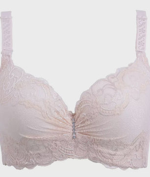 Comfortabele Plus Size Lace Push-Up BH met Brede Zijband en 4-Rij Sluiting