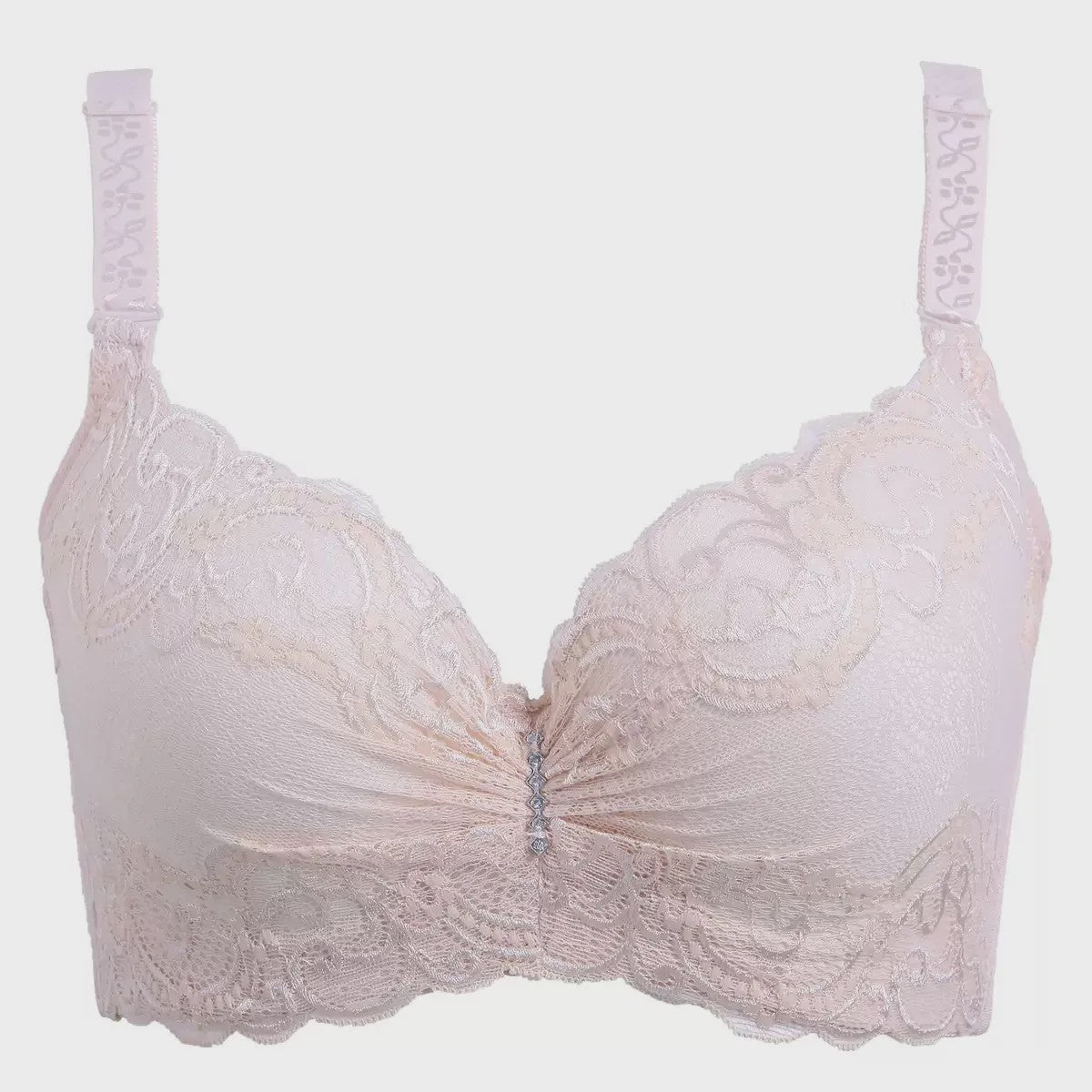 Comfortabele Plus Size Lace Push-Up BH met Brede Zijband en 4-Rij Sluiting