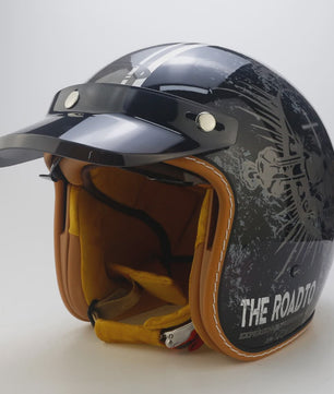 Handgeschilderd Open Face Motorhelm met Vizier - Lichtgewicht ABS & 3C Gecertificeerd