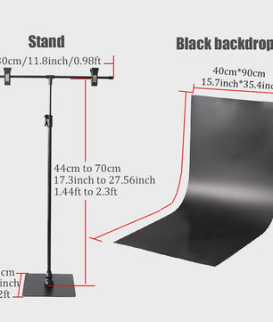 T-vormige Achtergrondstandaard (30cm) met PVC Backdrop voor Productfotografie