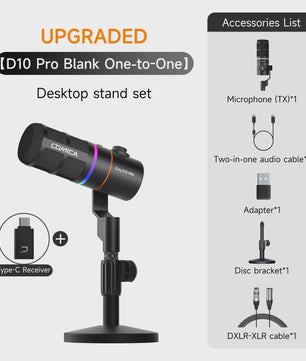 COMICA D10/D10 PRO Dynamische Microfoon: RGB, USB/XLR, Draadloos/Bedraad voor Streaming & Gaming
