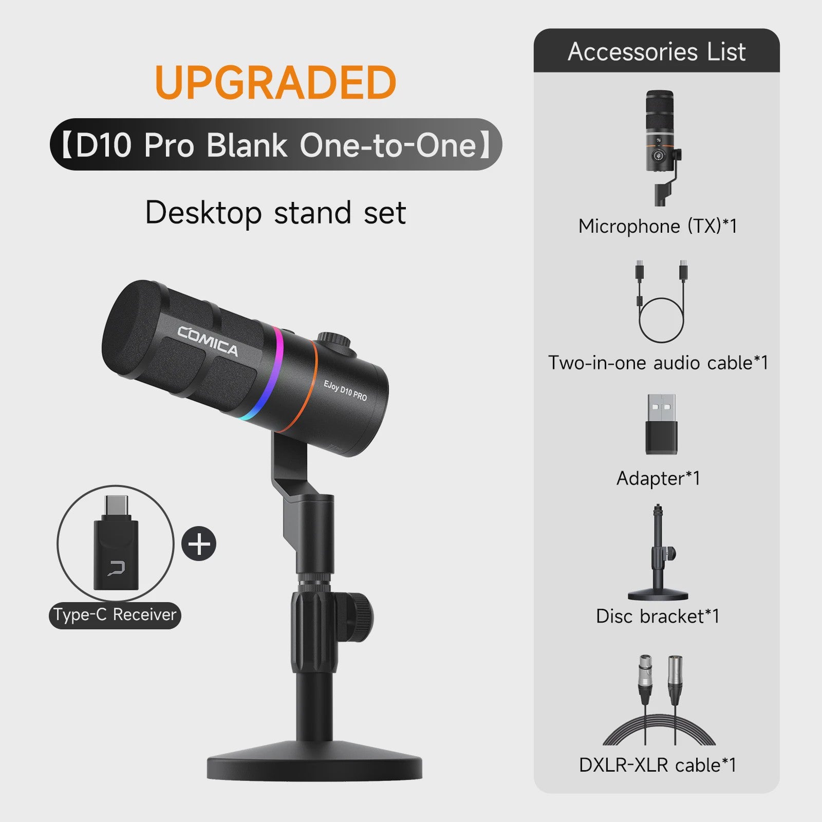 COMICA D10/D10 PRO Dynamische Microfoon: RGB, USB/XLR, Draadloos/Bedraad voor Streaming & Gaming
