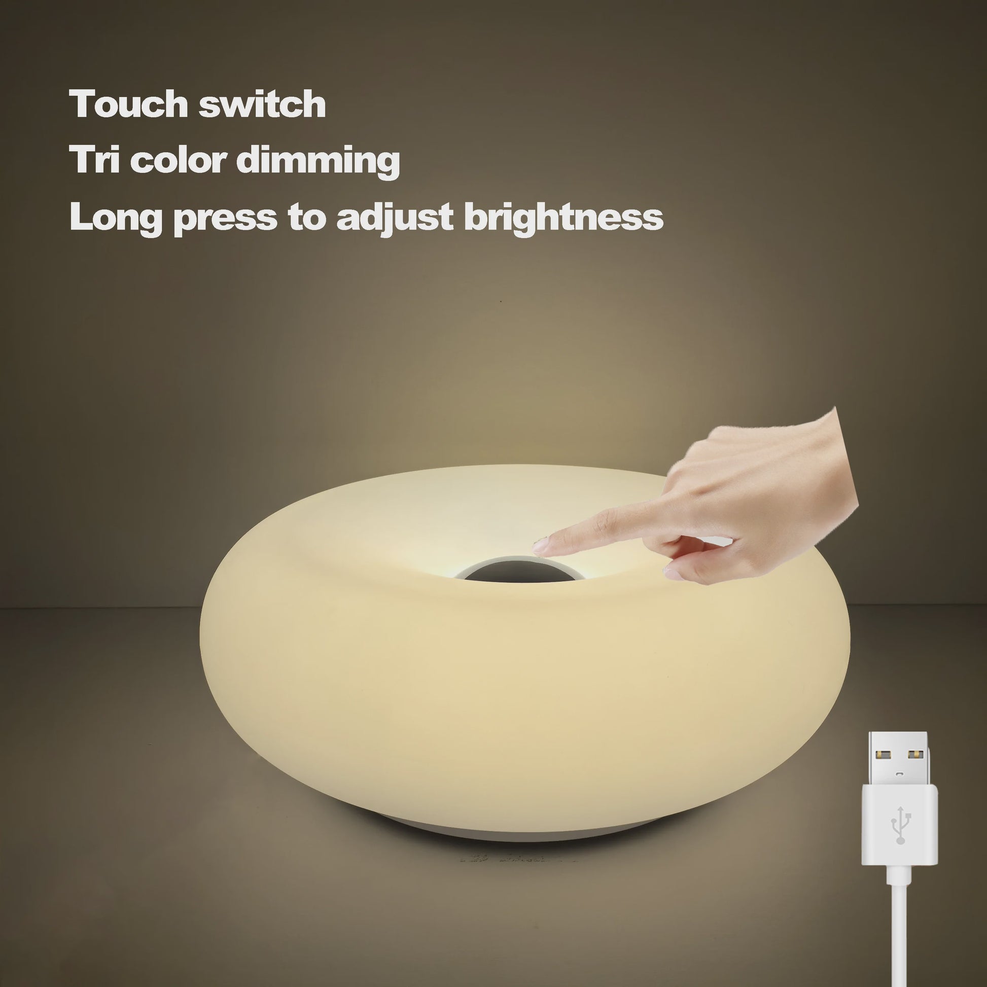 Donut Sfeerlamp met USB - Verstelbare Kleur & Helderheid - Decoratieve Tafellamp
