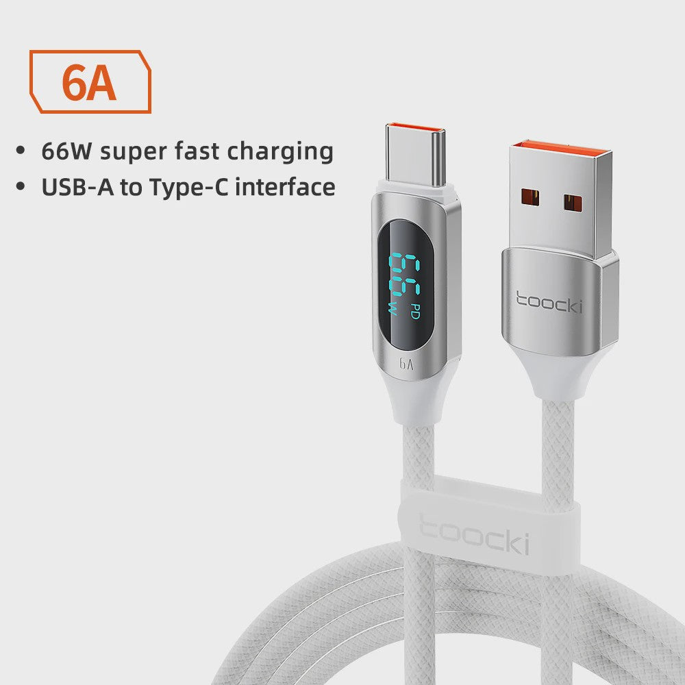 Toocki USB-C naar USB-C Kabel 100W PD Fast Charging met Digitaal Display