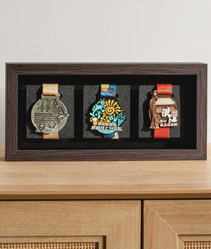 Houten Medaille Display Frame met Fotolijst - Voor Marathon, Sport en Herinneringen