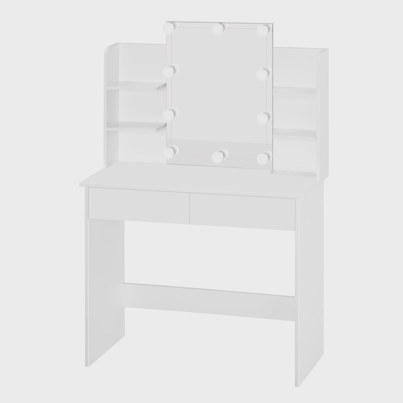 WOLTU Kaptafel met LED Verlichting, Make-up Tafel met Spiegel en Opbergvakken