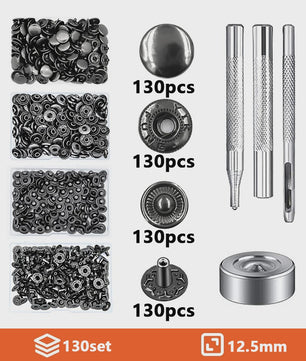 Roestvrij Staal Drukknopen Set 12.5mm Gunmetal Zwart - Kleding & Tassen
