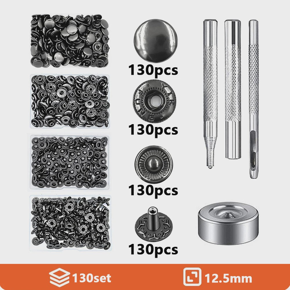 Roestvrij Staal Drukknopen Set 12.5mm Gunmetal Zwart - Kleding & Tassen