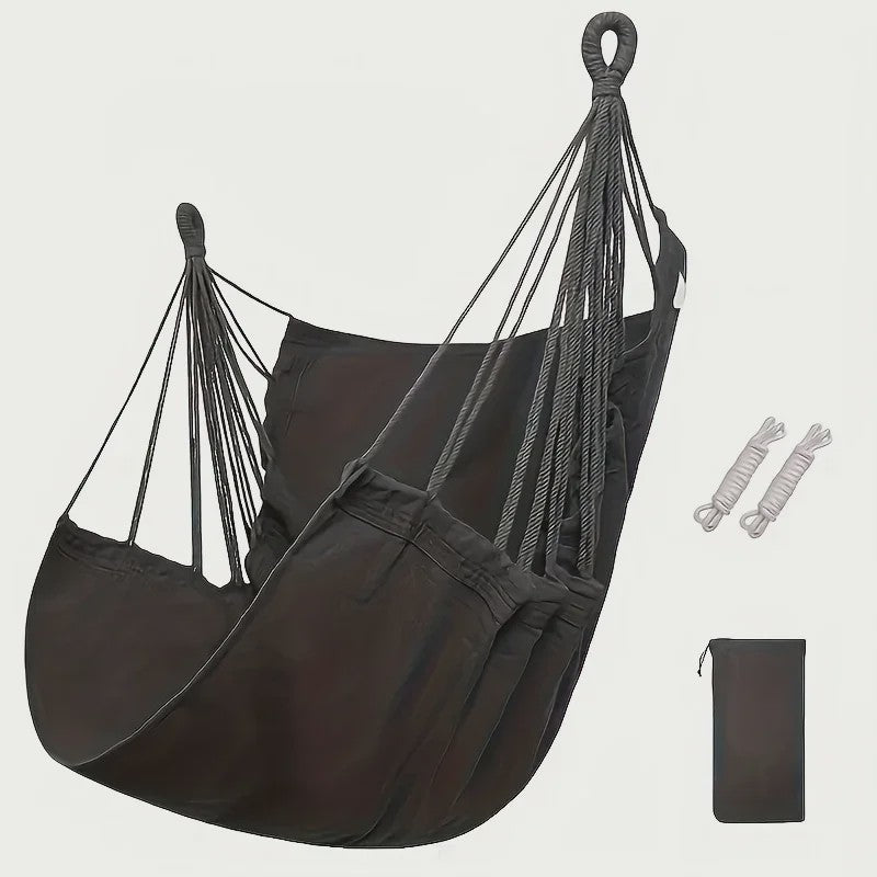 Luxe Hangstoel van Canvas - Comfortabele Schommelstoel voor Binnen & Buiten met Opbergzak