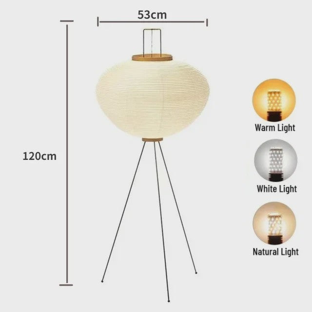 Japanse Rijstpapieren Vloerlamp - Wabi Sabi Design - Noguchi Stijl