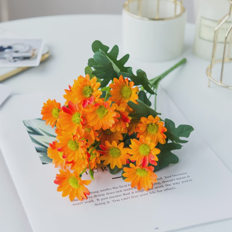 Kunstboeket 21 Herfstzijde Madeliefjes - Decoratie voor Huis, Bruiloft & Feest