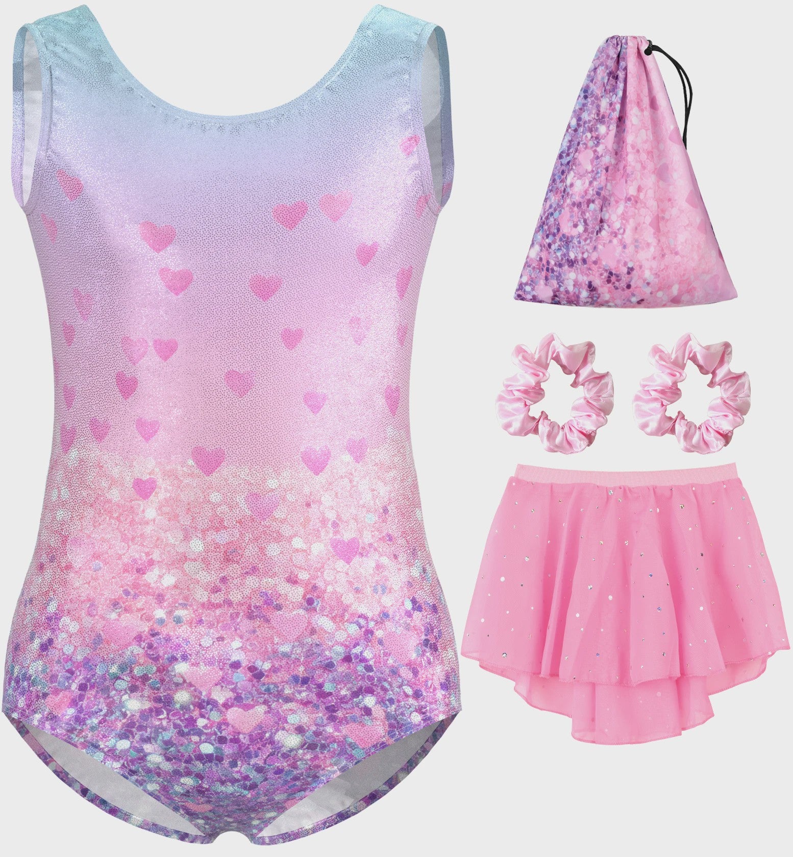 Meisjes Gymnastiek & Ballet Leotard Jurk met Afneembare Rok en Opbergtas | Leeftijd 5-11 Jaar