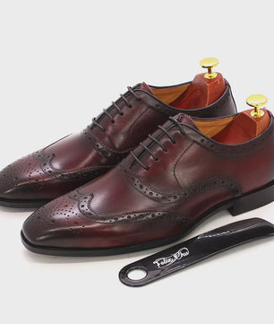 Handgemaakte Heren Leren Wingtip Oxford Schoenen - Klassiek & Formeel
