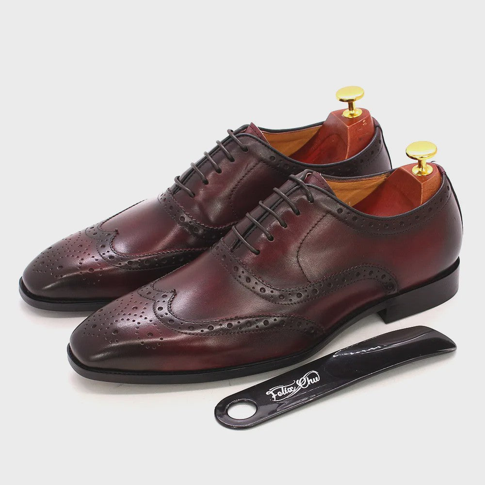 Handgemaakte Heren Leren Wingtip Oxford Schoenen - Klassiek & Formeel