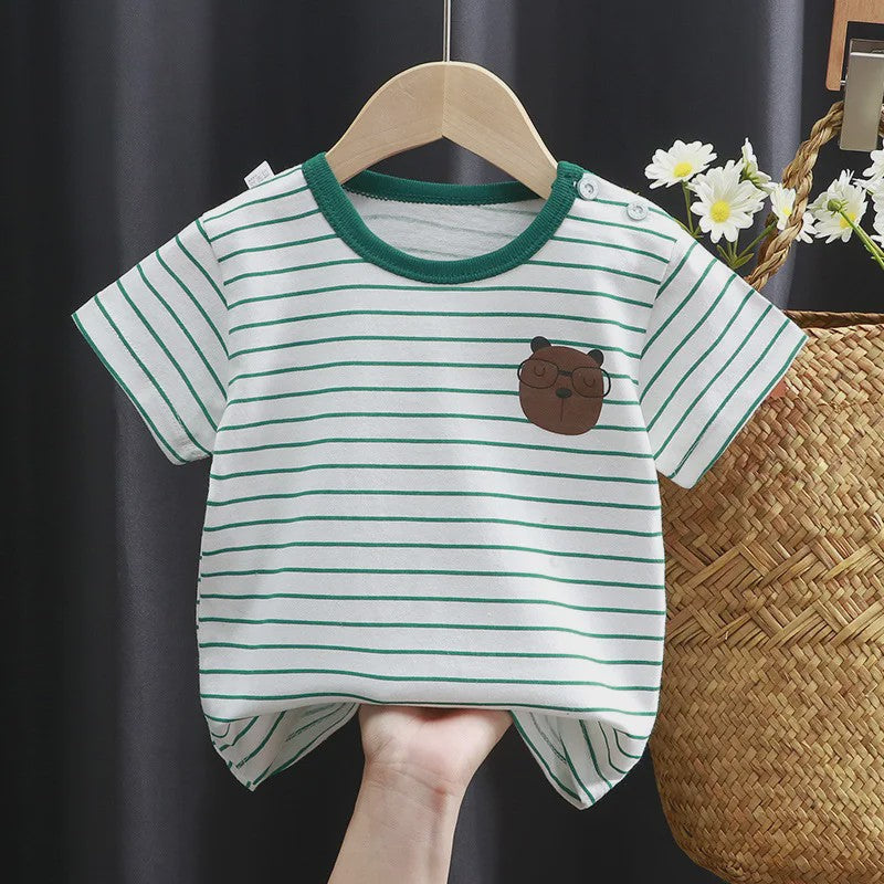 Zomer T-shirt Kinderen Katoen met Vrolijke Cartoon Print - 0-4 Jaar