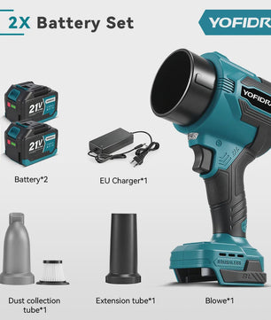 YOFIDRA Krachtige Bladblazer & Zuiger 3500W - 350.000 RPM Borstelloze Motor - Voor Makita Accu