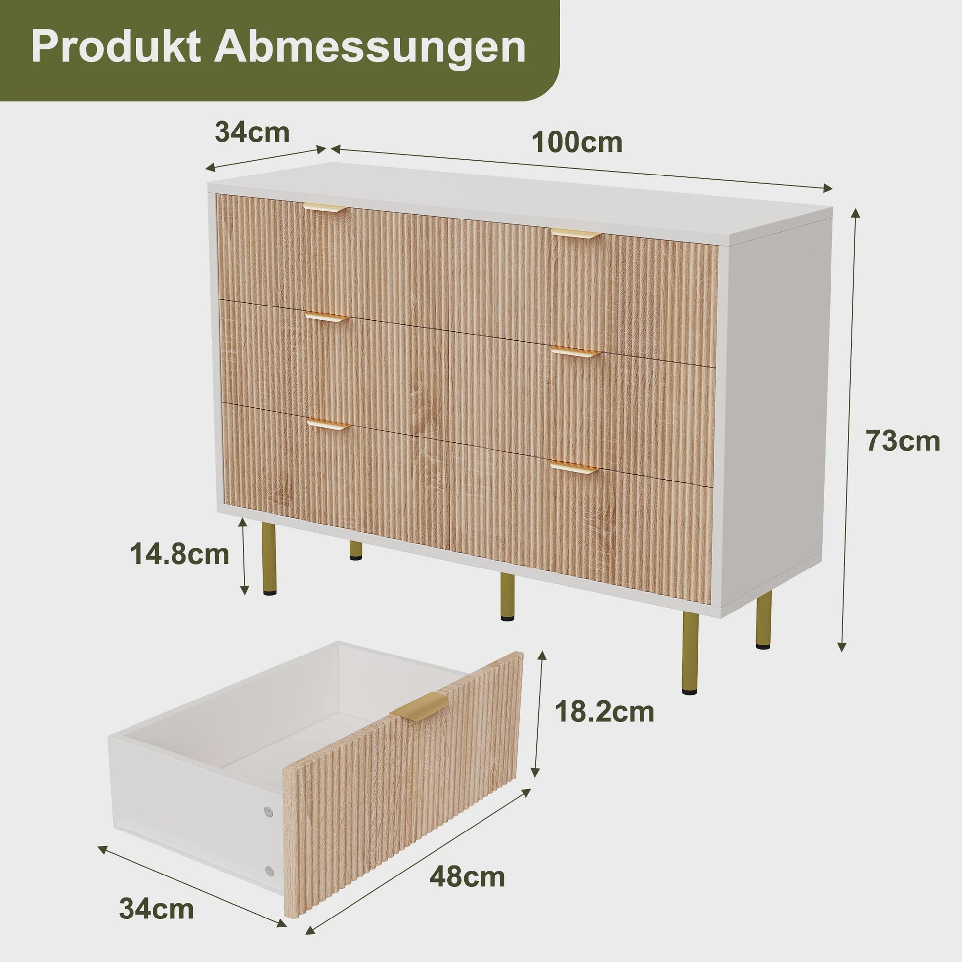 Houten Ladekast met 4 of 6 Lades - Stijlvolle Opbergunit voor Woonkamer, Slaapkamer of Kantoor