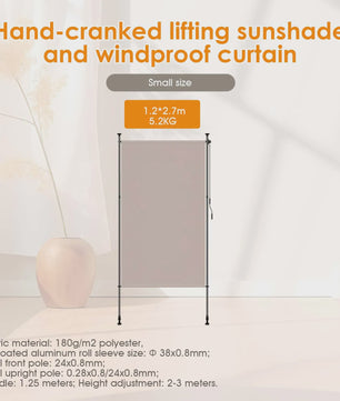 Verticale Buitenzonwering Balkon - Geen Boren Nodig - Met Handzwengel - Privacy & Zon/Windbescherming