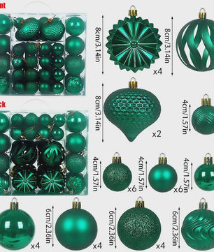 48x Kerstballen Set 4/6/8cm - Diverse Vormen & Afwerkingen - Decoratie Hangertjes