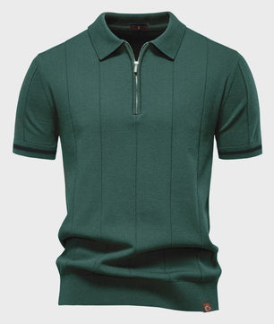 Heren Gebreide Polo met Rits - Slim Fit Sport & Casual