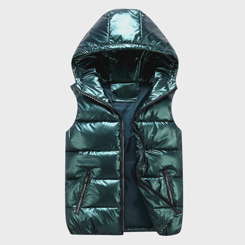 Glanzend Capuchon Vest - Unisex Winter Vest met Capuchon - Warm & Casual