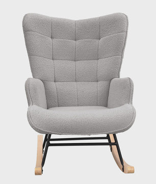 Anajqaqia Schommelstoel Teddy Stof Lichtgrijs - Comfortabele Relaxfauteuil