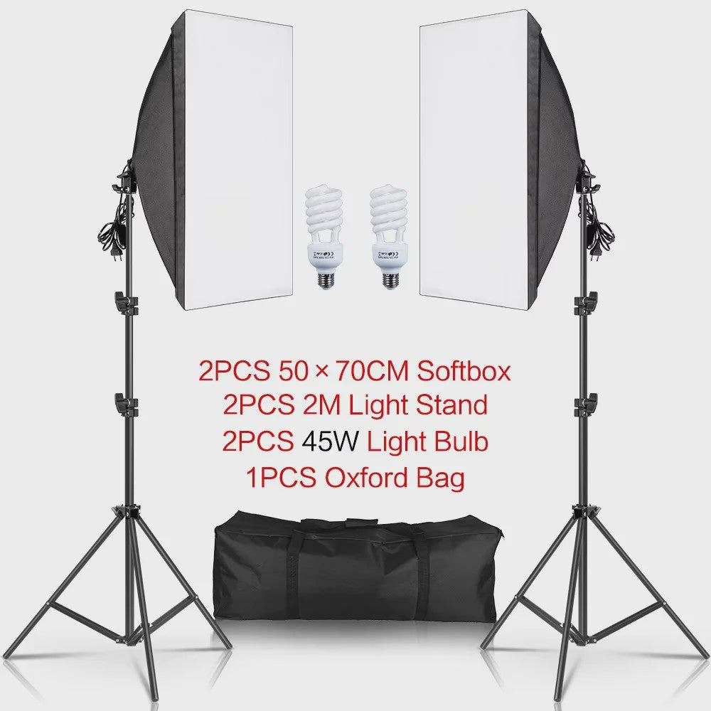 Professionele Softbox Verlichtingskit 50x70CM met LED Lamp - Continu Licht Systeem