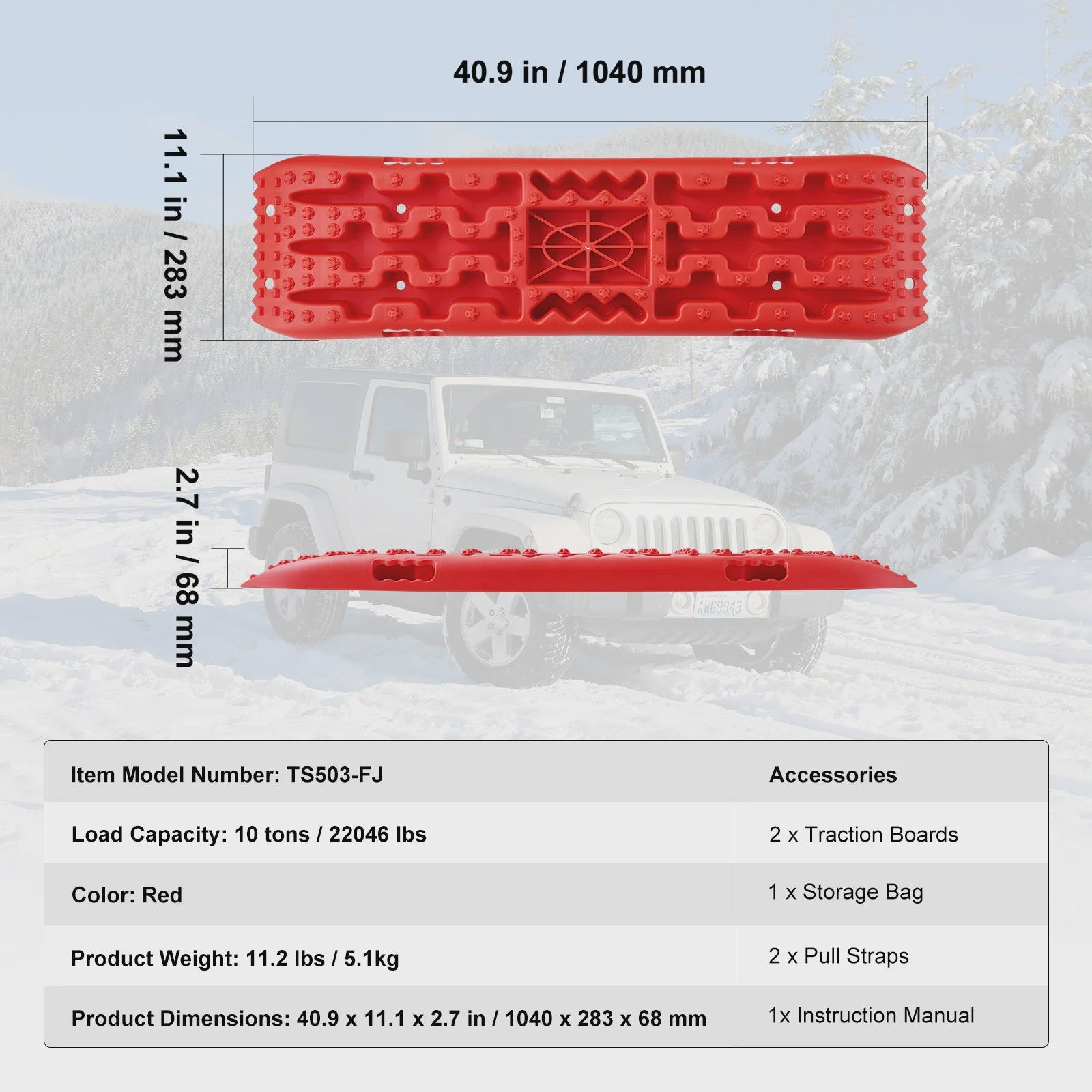 10 Ton Traction Boards (2 stuks) - Off-road Banden Herstelmatten voor SUV, Jeep, Camper