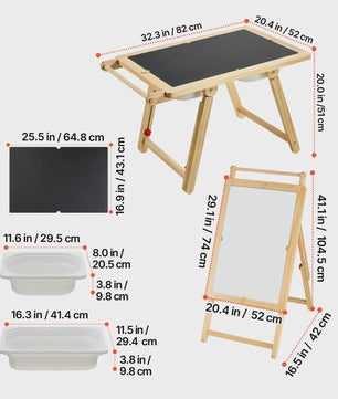 Houten Sensorische Activiteitentafel voor Kinderen met 3 Opbergbakken & Dubbelzijdig Bord