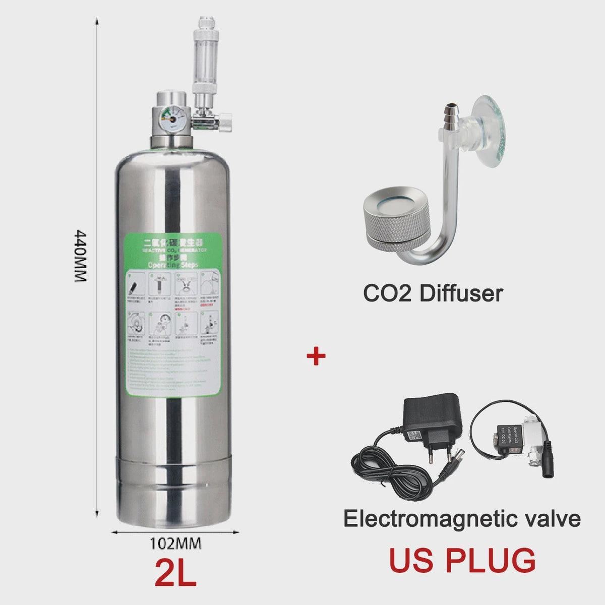 Roestvrijstalen Aquarium CO2 Generator Systeem Kit voor Plantengroei