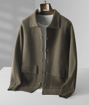Heren 100% Kasjmier Vest met POLO Kraag - Gebreide Jas voor Herfst & Winter