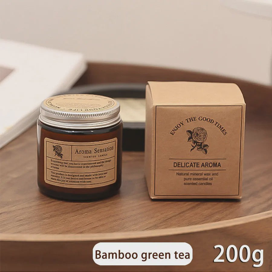 Aromatherapie Kaars in Bruin Glazen Pot - Geurkaars voor Huisdecoratie & Cadeau