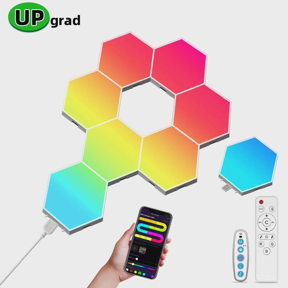 Modulaire Hexagon LED Wandlampen - RGB, Muziek Sync, App Bediening & USB
