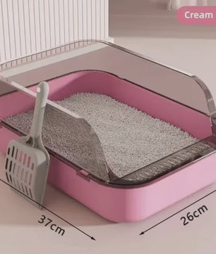 Semi-Gesloten Kattenbak met Hoge Randen - Spatwaterdicht en Ruim Toilet voor Kittens