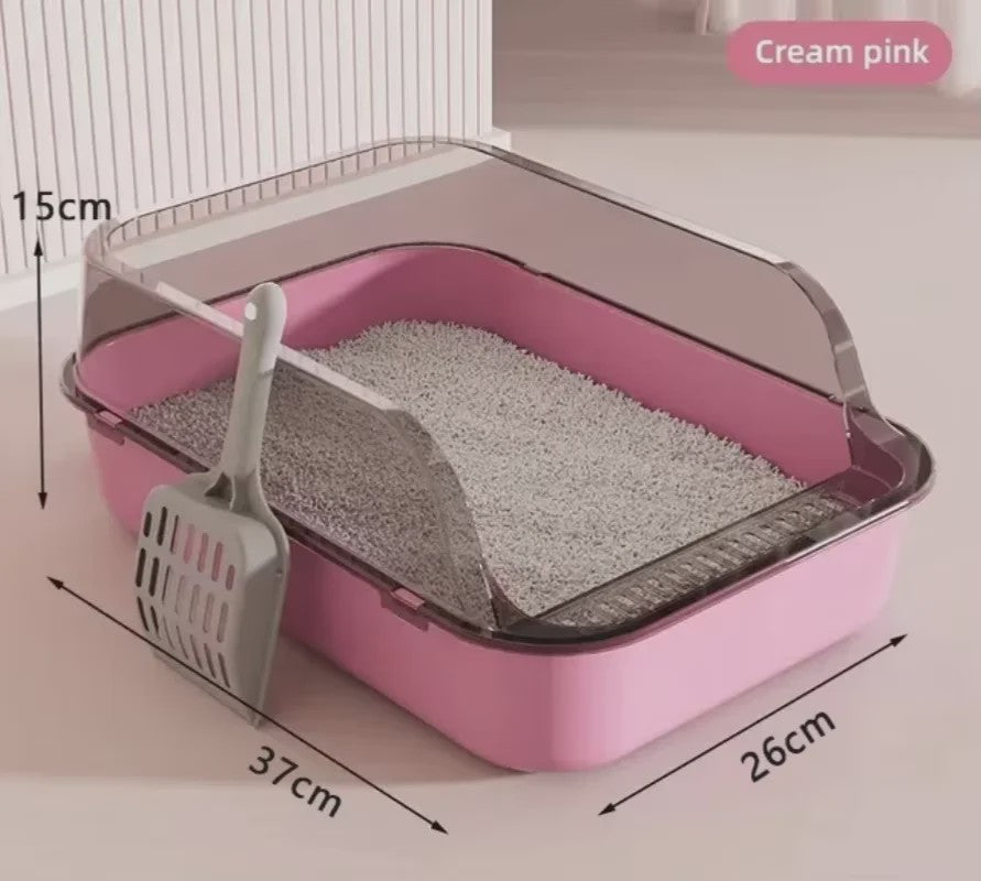 Semi-Gesloten Kattenbak met Hoge Randen - Spatwaterdicht en Ruim Toilet voor Kittens