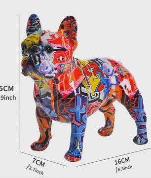 Kleurrijke Franse Bulldog Resin Beeld - Graffiti Decoratie & Huisornament
