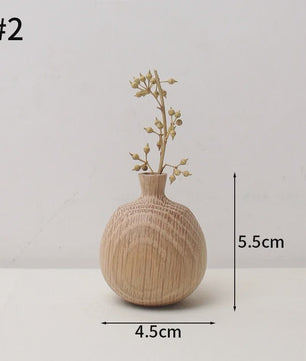 Houten Vaas Japandi Stijl - Decoratieve Vaas voor Bloemen & Interieur