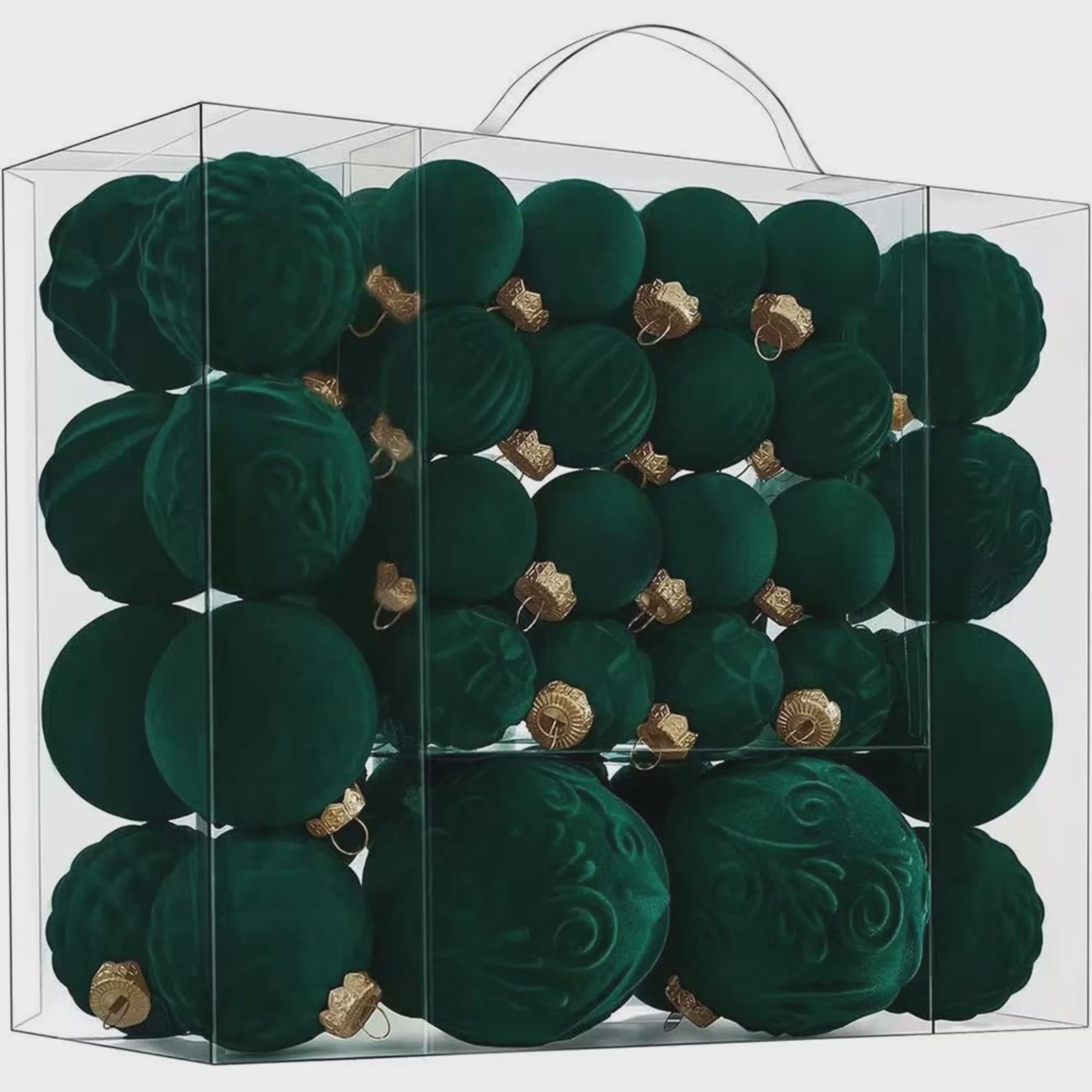 46-Delige Kerstballen Set - Velvet Pluche Kerstdecoratie Ballen (4/6/8cm)