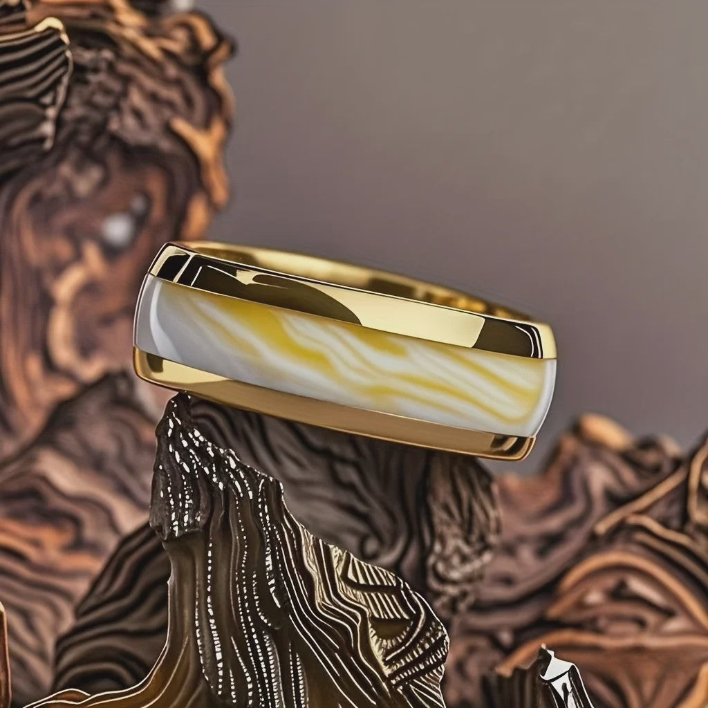 Luxe Groene Kristalstenen Ringen voor Mannen - 8mm Roestvrij Staal Trouwband