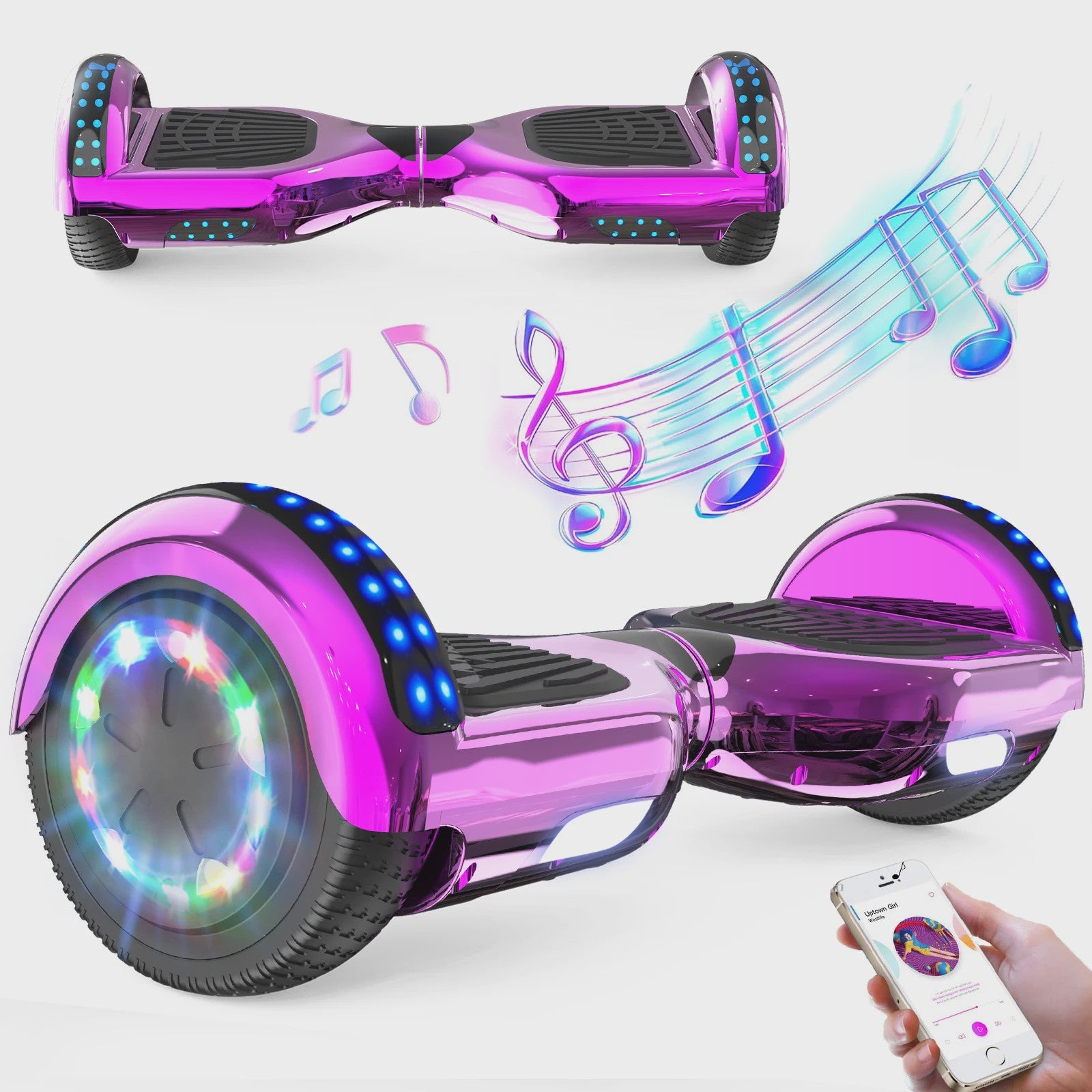 RCB Hoverboard 6.5 Inch Zelfbalancerend Elektrisch voor Kinderen & Volwassenen met Bluetooth en LED Verlichting