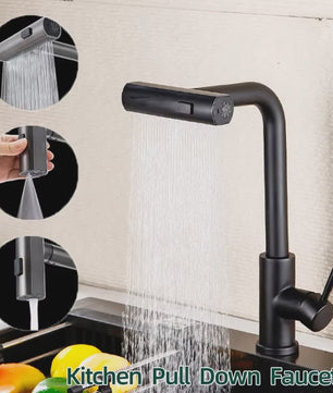 Grijze/Zilveren Uittrekbare Keukenkraan met Flexibele Douchemodus en Warm/Koud Water - Dekmontage