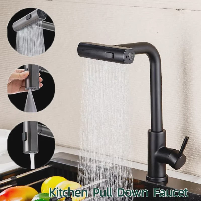 Grijze/Zilveren Uittrekbare Keukenkraan met Flexibele Douchemodus en Warm/Koud Water - Dekmontage