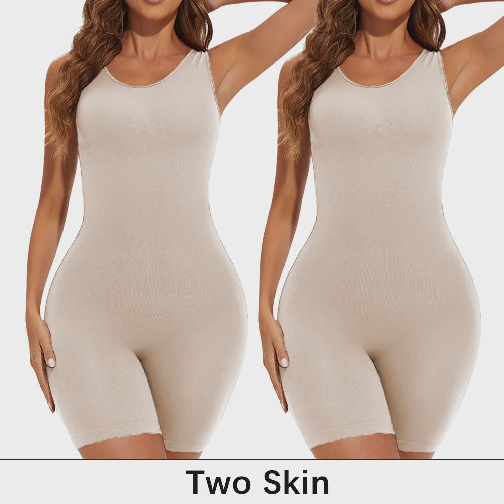 Naadloze Body Shaper Bodysuit met Brede Bandjes - Volledige Compressie & Dij Slimming