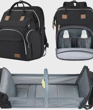 Multifunctionele Luiertas Rugzak met Babybedje, USB-poort en Aankleedkussen - Waterdicht