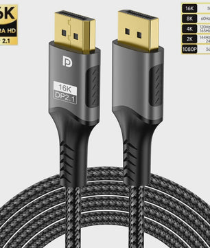 16K DisplayPort 2.1 Kabel - 8K@120Hz, 4K@240Hz, 80Gbps, HDR - Voor Gaming, Laptop, TV