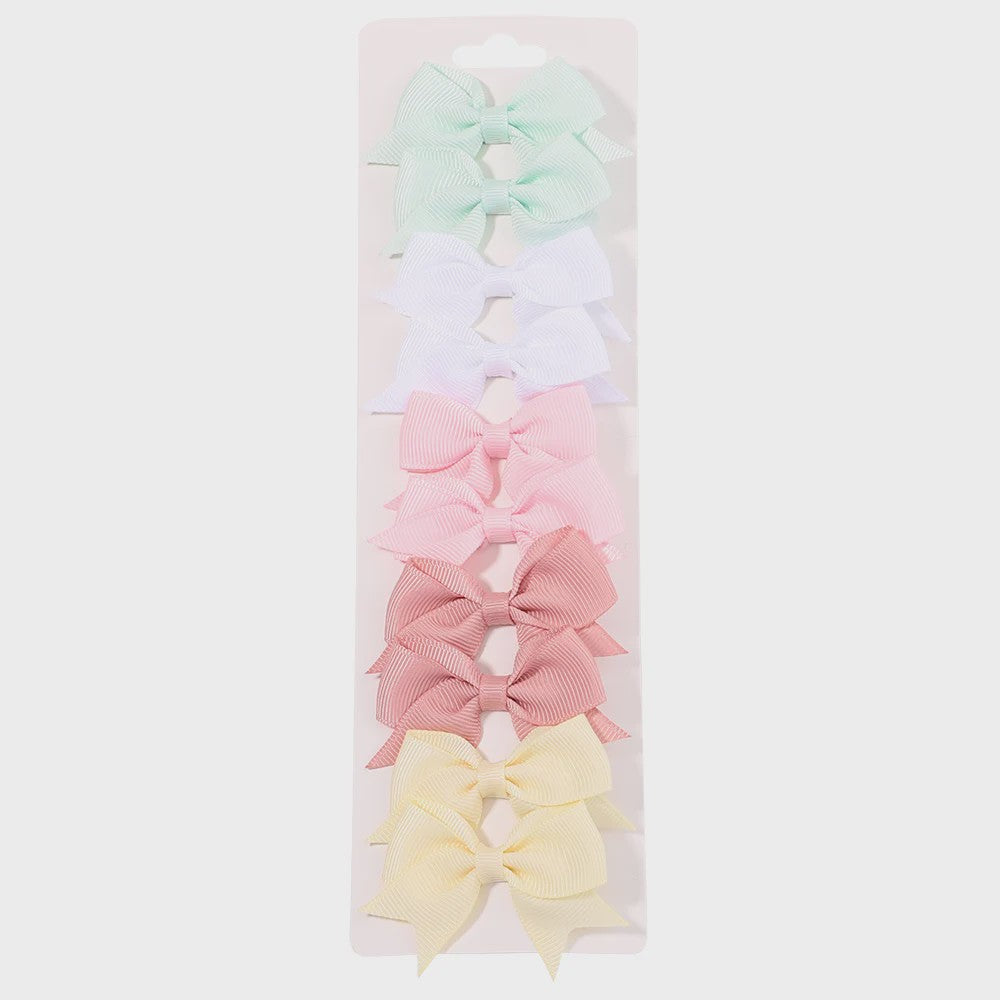 Set van 10 Handgemaakte Strikjes Haarclips voor Baby Meisjes - Lint Strikjes Haaraccessoires
